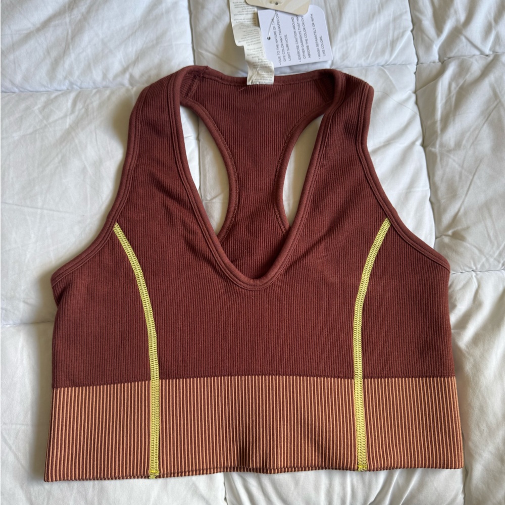 Rust and Yellow Sports Bra Top